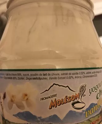 Liste des ingrédients du produit Yogourt chèvre vanille Moléson 
