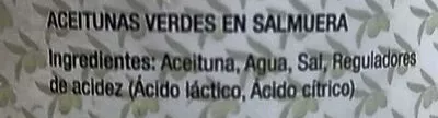 Liste des ingrédients du produit Aceitunas Verdes Enteras Gustoso 340 g