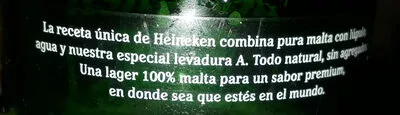 Lista de ingredientes del producto Cerveza Rubia Heineken 950 g