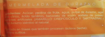 List of product ingredients Mermelada de durazno Tía Lía 250 g