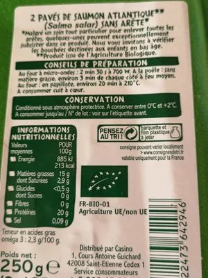 List of product ingredients Pavés de saumon  