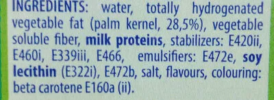 Lista de ingredientes del producto Hopla, crème liquide végétale Trevalli 500 ml