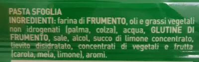 Lista de ingredientes del producto la Sfoglia RETTANGOLARE Buitoni 230g