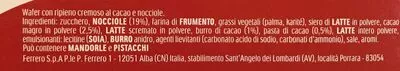 List of product ingredients Tronky nocciola Ferrero 90 g