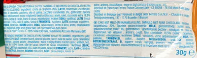 Lista de ingredientes del producto Kinder Pingui Caramel Kinder,  Ferrero 4 * 30 g