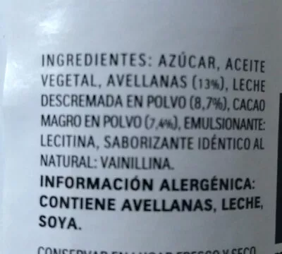 Lista de ingredientes del producto Nutella Nutella 1 kg