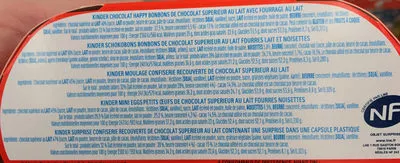 Liste des ingrédients du produit Kinder mix Kinder,  Ferrero 150 g