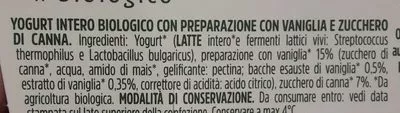 List of product ingredients Yogurt intero vaniglia Il Vaggiator Biologico 250 g