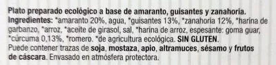 List of product ingredients Miniburguer de amaranto, guisantes y zanahoria Germinal Bio Vegan,  Germinal Bio,  Germinal 160 g