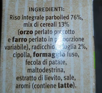 Lista de ingredientes del producto Risotto integrale farro e orzo gallo 175 g