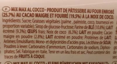 Liste des ingrédients du produit Mix max coconut Balconi 10*35 g - 350 g