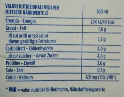 Lista de ingredientes del producto Latte di Montagna mila 1l