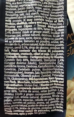 List of product ingredients risotto porcino di stagione Riso Scotti, scotti 210 g