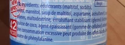 Liste des ingrédients du produit Gum Sugar Free Peppermint Mentos 58,8g