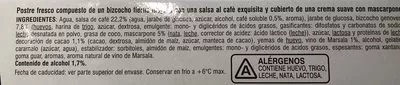 Liste des ingrédients du produit Tiramisu hacendado 180 g