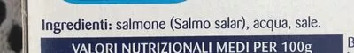 Liste des ingrédients du produit Filetto di salmone al naturale  
