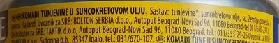Liste des ingrédients du produit Komadi tunjevine u suncokretovom ulju Rio mare 160 g