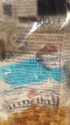 Lista de ingredientes del producto Molisana Semola GR. 500 Gemelli 80 La Molisana 