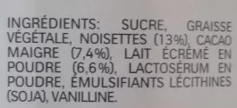 Lista de ingredientes del producto Nutella Ferrero, Nutella 450g