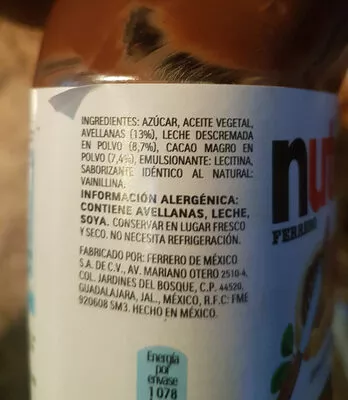 List of product ingredients  Nutella 200 g