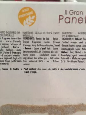 List of product ingredients Gran panettone Maina 500 g