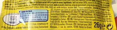 Lista de ingredientes del producto Milk Slice Chocolate Flavour 4 x (104g) Nestlé 26 g