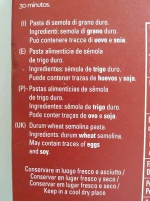 Lista de ingredientes del producto Canelloni armando 250 g