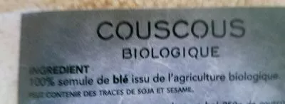 Liste des ingrédients du produit Couscous biologique  