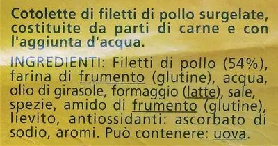 List of product ingredients Cotolette di filetti di pollo AiA 280 g