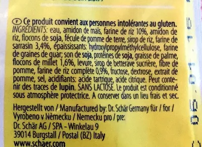 Lista de ingredientes del producto Rustica Schär 2x225g
