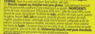 List of product ingredients Chocolate Shorts sans gluten Schär 150 g