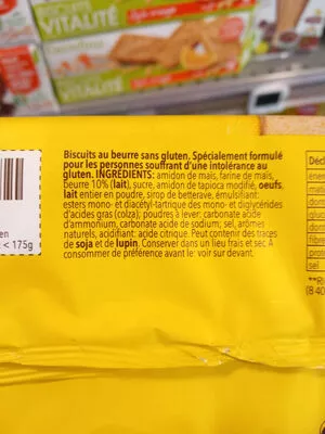 Lista de ingredientes del producto Petit Beurre Sans Gluten Schär 165 g e
