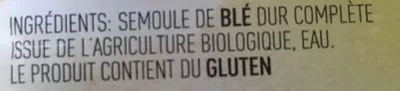 Lista de ingredientes del producto Couscous Complet Biovita 