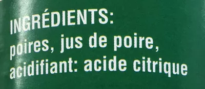 Liste des ingrédients du produit Demi poires au jus de poire Italfrutta 230 g