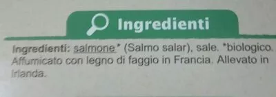 List of product ingredients Salmone Irlandese Carrefour Bio, Carrefour 