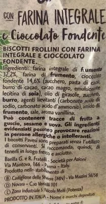 List of product ingredients Gocciole wild Barilla,  Pavesi 350g