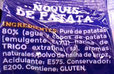 Lista de ingredientes del producto Ñoquis de patata Il Pastaio 500 g