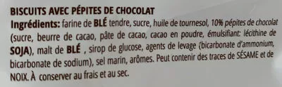 Liste des ingrédients du produit Cookies with chocolate chips Laurieri 200g