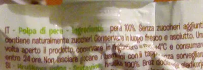 List of product ingredients Polpa di pera Puertosol 100 g