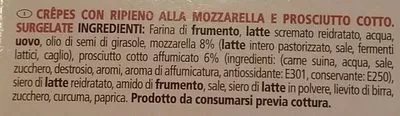 List of product ingredients I panciottini al prosciutto e mozzarella Tre Mulini 250 g