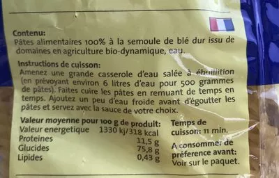Lista de ingredientes del producto Fusilli Salamita 500 g