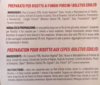 List of product ingredients Risotto au cepes La Gemma 8.81 oz