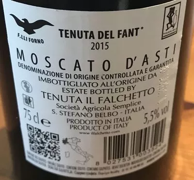 List of product ingredients Moscato d’Asti Moscato d’Asti 0,75 l