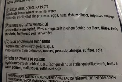 Lista de ingredientes del producto Orecchiette  500 g