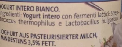 List of product ingredients Alpenjoghurt, Natur Sterzing vipiteno 