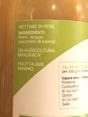 List of product ingredients Succo e polpa di pere  