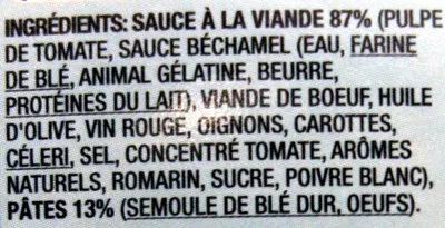 List of product ingredients Bolognese Lasagna - 270 g - Gusti Italiani Gusti Italiani 270 g