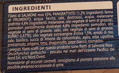List of product ingredients I Gratinati - Salmone con melanzane e pomodori Findus 280g