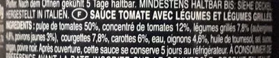 Lista de ingredientes del producto Sauce courgette et légumes grillés Barilla 400 g