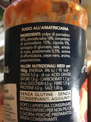Liste des ingrédients du produit Amatriciana Barilla 400 g